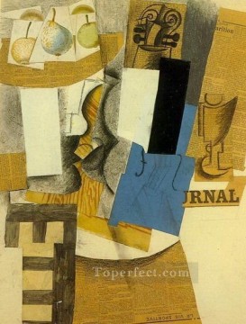 Compotier with fruit violin and glass 1912 cubist Pablo Picasso Oil Paintings